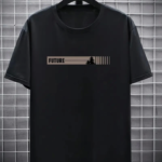 Baskılı Oversize Bisiklet Yaka T-shirt - Siyah