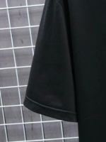 Baskılı Oversize Bisiklet Yaka T-shirt - Siyah - Görsel 3