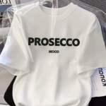 Baskılı Oversize Bisiklet Yaka T-shirt - Beyaz