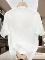 Baskılı Oversize Bisiklet Yaka T-shirt - Beyaz - Görsel 4