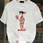 Baskılı Oversize Bisiklet Yaka T-shirt - Beyaz