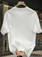 Baskılı Oversize Bisiklet Yaka T-shirt - Beyaz - Görsel 2