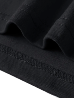 Baskılı Oversize Bisiklet Yaka T-shirt - Siyah - Görsel 4