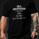 Baskılı Oversize Bisiklet Yaka T-shirt - Siyah