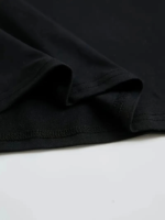 Baskılı Oversize Bisiklet Yaka T-shirt - Siyah - Görsel 4