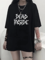 Baskılı Oversize Bisiklet Yaka T-shirt - Siyah - Görsel 2