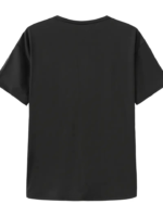 Baskılı Oversize Bisiklet Yaka T-shirt - Siyah - Görsel 3