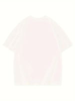 Baskılı Oversize Bisiklet Yaka T-shirt - Beyaz - Görsel 3