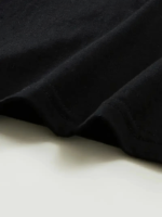 Baskılı Oversize Bisiklet Yaka T-shirt - Siyah - Görsel 3