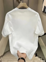 Baskılı Oversize Bisiklet Yaka T-shirt - Beyaz - Görsel 2