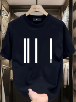 Baskılı Oversize Bisiklet Yaka T-shirt - Siyah