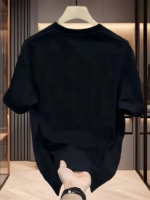 Baskılı Oversize Bisiklet Yaka T-shirt - Siyah - Görsel 2