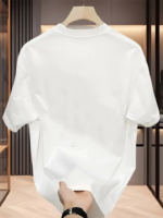 Baskılı Oversize Bisiklet Yaka T-shirt - Beyaz - Görsel 2