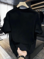 Rahat Bisiklet Yaka Tişört, Yaratıcı Karikatür Baskı - Yumuşak Polyester, Her Mevsim Giyilebilir- Siyah - Görsel 2