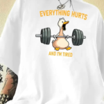 Baskılı Oversize Bisiklet Yaka T-shirt - Beyaz