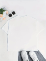 Baskılı Oversize Bisiklet Yaka T-shirt - Beyaz - Görsel 4