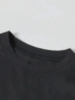 Baskılı Oversize Bisiklet Yaka T-shirt - Siyah - Görsel 3