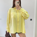 Yakalı Yandan Yırtmaçlı Gömlek - Sarı