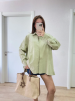 Yakalı Yandan Yırtmaçlı Gömlek - Yeşil - Görsel 4