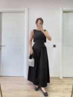 Arkası Kanatlı Uzun Elbise- Siyah - Görsel 2