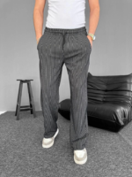 Su Yolu Çizgili Cepli Pantalon - Siyah - Görsel 2