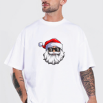 Gözlüklü Noel Baba T-shirt - Beyaz