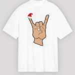 Noel Başlıklı Serçe Parmak T-shirt - Beyaz