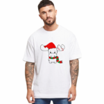 Ren Geyiği Baskılı Noel İçin T-shirt - Beyaz