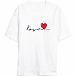 Sevgililer Günü İçin Özel Tasarım Love Baskılı T-shirt - Beyaz