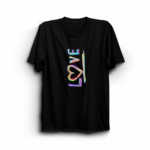 Sevgililer Günü İçin Özel Tasarım Love Baskılı T-shirt - Siyah