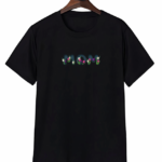 Anneler Gününe Özel Tasarım Mom Çiçek Baskılı T-shirt - Siyah