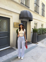 Su Yolu Çizgili Kolay Kombinle Ne Bilir Cepli Pantolon - Açık Mavi