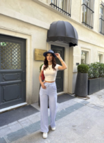 Su Yolu Çizgili Kolay Kombinle Ne Bilir Cepli Pantolon - Açık Mavi - Görsel 4