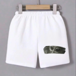 Beli Lastikli Baskılı Mini Şort - Beyaz