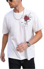 Erkek Bisiklet Yaka Kısa Kol Baskılı T-shirt - Beyaz - Görsel 2