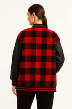 Kolları Suni Deri Içi Astarlı Oduncu Kolej Içi Ceket - Bordo - Görsel 2