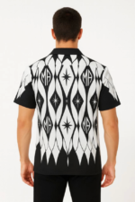 Erkek İki İplik Kumaş Dijital Baskılı Gömlek - Siyah - Görsel 2