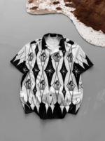 Erkek İki İplik Kumaş Dijital Baskılı Gömlek - Siyah - Görsel 3