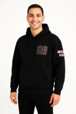 Üç İplik Kapüşonlu Ön Ve Arka Baskılı SweatShirt Hoodie - Siyah - Görsel 4