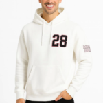 Üç İplik Kapüşonlu Ön Ve Arka Baskılı SweatShirt Hoodie - Beyaz