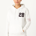 Üç İplik Kapüşonlu Ön Ve Arka Baskılı SweatShirt Hoodie - Beyaz