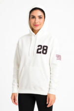 Üç İplik Kapüşonlu Ön Ve Arka Baskılı SweatShirt Hoodie - Beyaz - Görsel 2