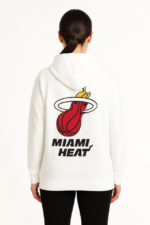 Üç İplik Kapüşonlu Ön Ve Arka Baskılı SweatShirt Hoodie - Beyaz - Görsel 3