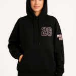 Üç İplik Kapüşonlu Ön Ve Arka Baskılı SweatShirt Hoodie - Siyah