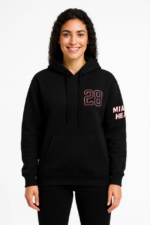 Üç İplik Kapüşonlu Ön Ve Arka Baskılı SweatShirt Hoodie - Siyah - Görsel 2