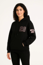 Üç İplik Kapüşonlu Ön Ve Arka Baskılı SweatShirt Hoodie - Siyah - Görsel 4