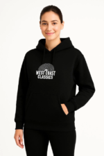 Üç İplik Kapüşonlu Ön Ve Arka Baskılı SweatShirt Hoodie - Siyah - Görsel 2