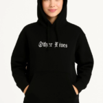 Üç İplik Kapşonlu ön Ve Arka Baskılı SweatShirt Hoodie- Siyah