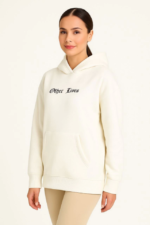 Üç İplik Kapşonlu ön Ve Arka Baskılı SweatShirt Hoodie- Beyaz - Görsel 2