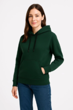 Üç İplik Kapüşonlu Kanguru Çepli SweatShirt Hoodie - Haki